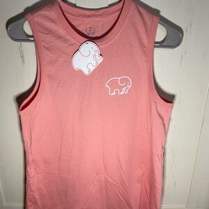 Ivory Ella coral Pink blue + palm trees Elephant Tank Top XS, S, L